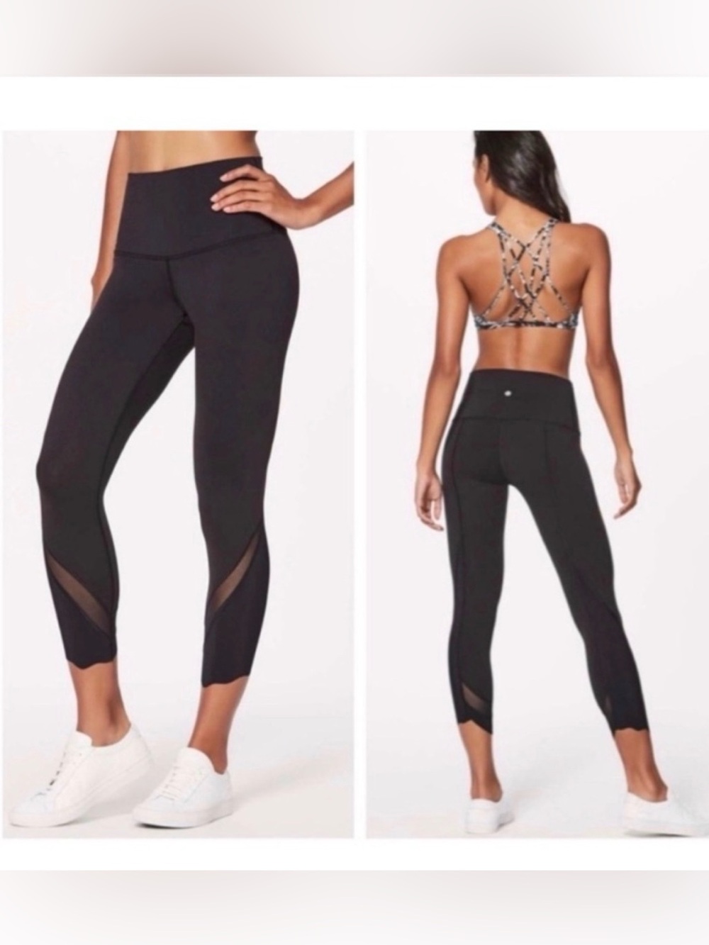 Lululemon Wunder Under HighRise Scalloped Leggings with Mesh - Sz 6 NWOT - GRAY
